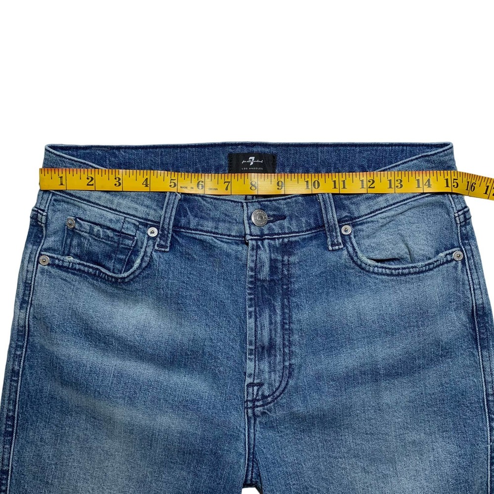 7 For All Mankind | Women | Distressed Hem High Rise Cropped Straight Jeans | 30 - Picture 3 of 14